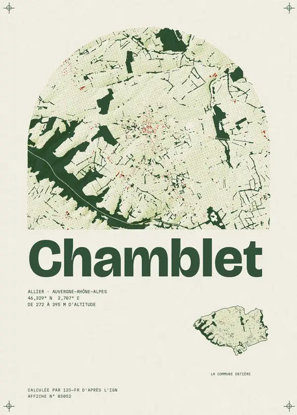 Affiche de Chamblet, calculée par 123-fr d'après l'IGN