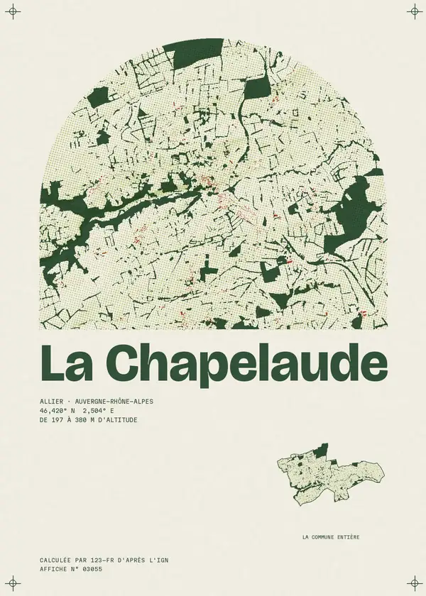Affiche de La Chapelaude, calculée par 123-fr d'après l'IGN