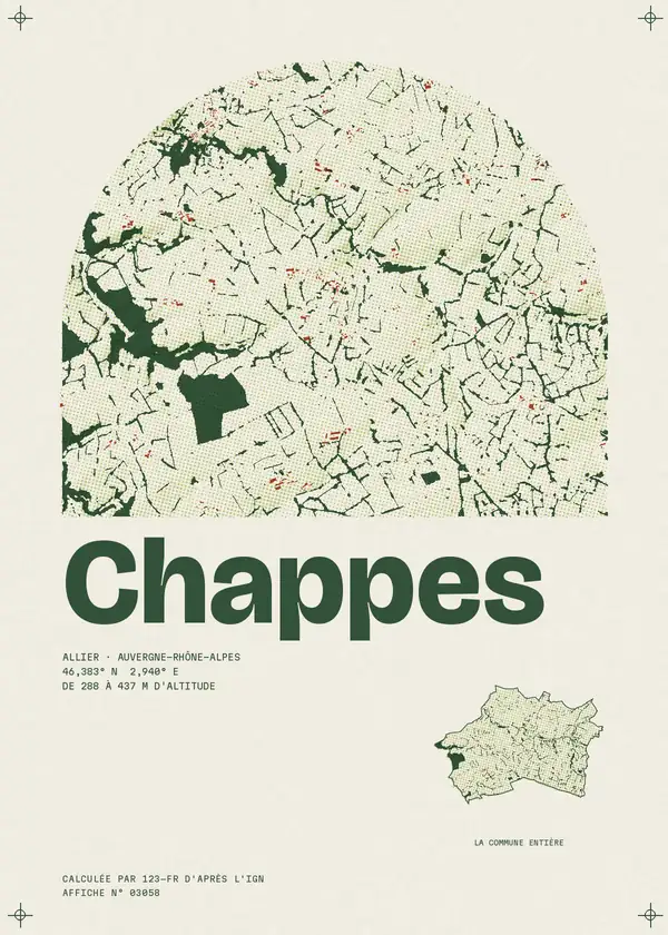 Affiche de Chappes, calculée par 123-fr d'après l'IGN