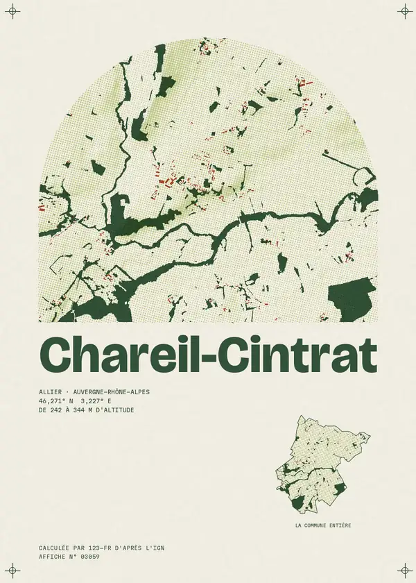 Affiche de Chareil-Cintrat, calculée par 123-fr d'après l'IGN