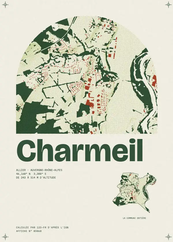 Affiche de Charmeil, calculée par 123-fr d'après l'IGN
