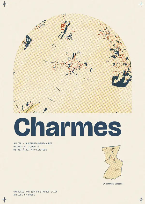 Affiche de Charmes, calculée par 123-fr d'après l'IGN