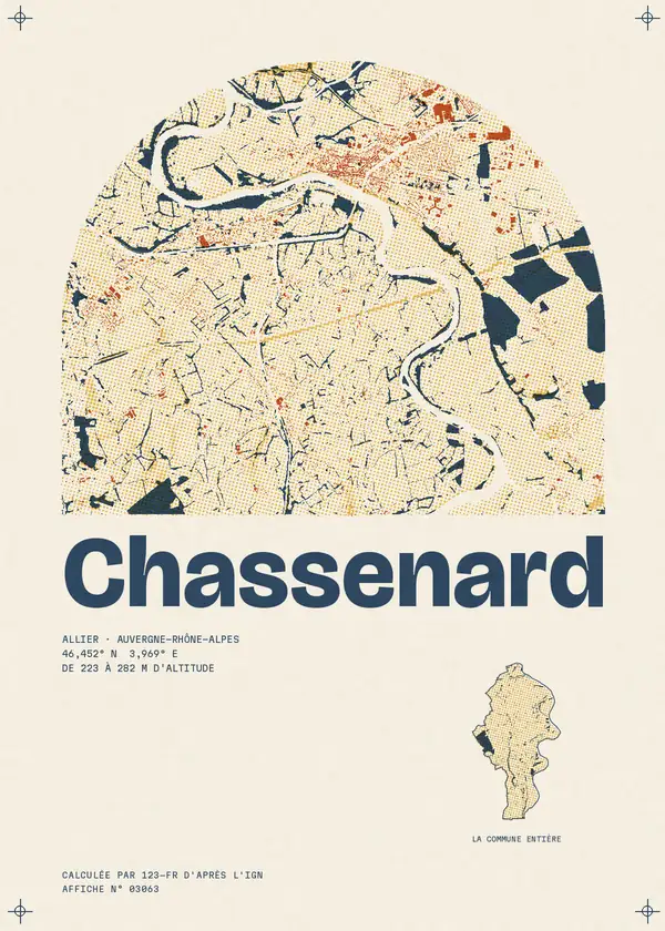 Affiche de Chassenard, calculée par 123-fr d'après l'IGN