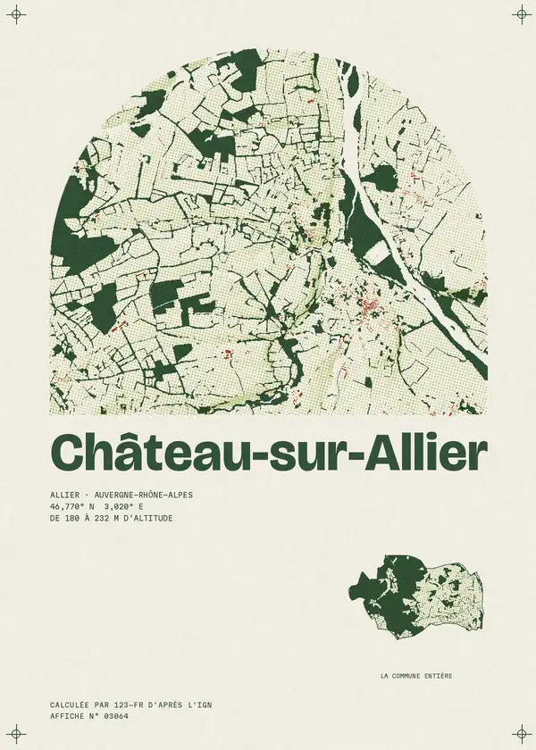 Affiche de Château-sur-Allier, calculée par 123-fr d'après l'IGN