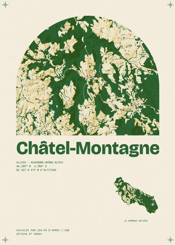 Affiche de Châtel-Montagne, calculée par 123-fr d'après l'IGN