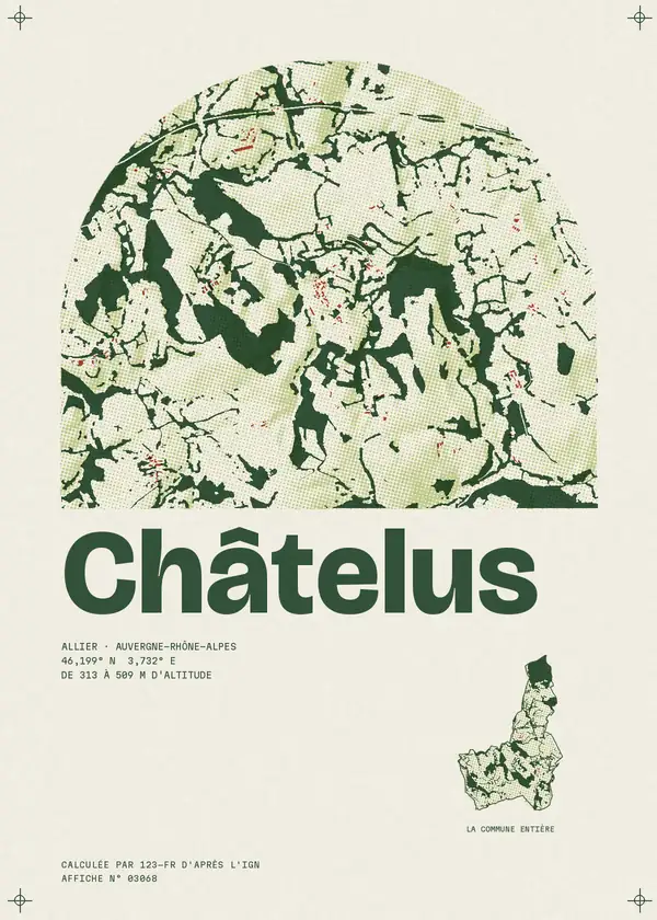 Affiche de Châtelus, calculée par 123-fr d'après l'IGN