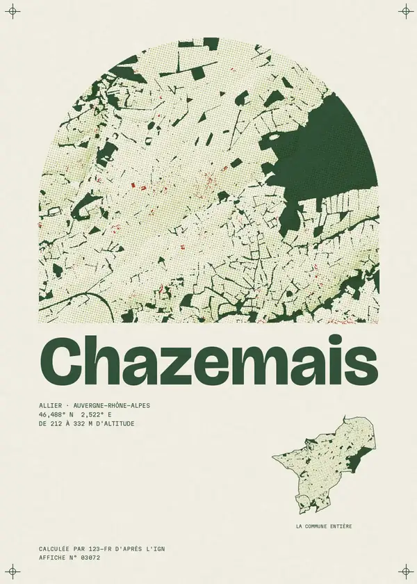 Affiche de Chazemais, calculée par 123-fr d'après l'IGN