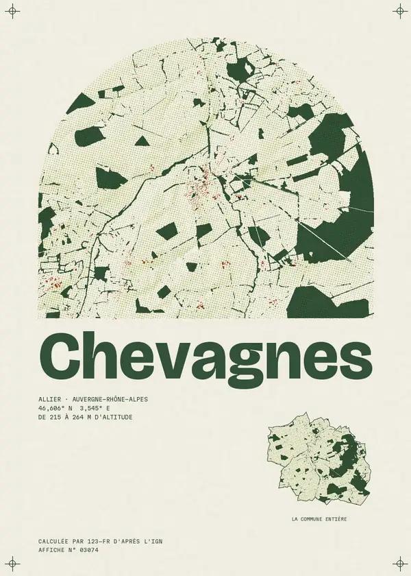 Affiche de Chevagnes, calculée par 123-fr d'après l'IGN