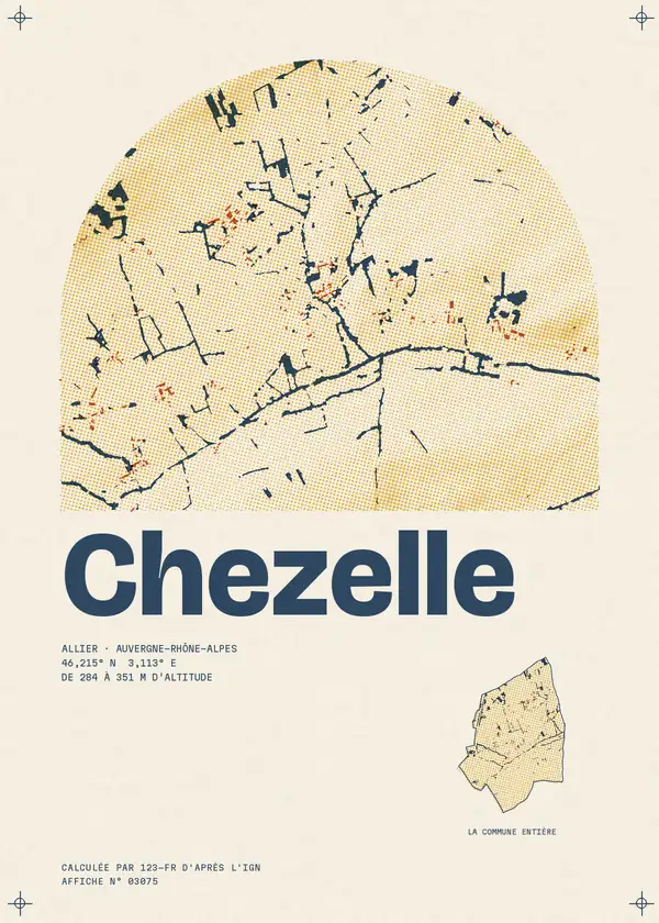 Affiche de Chezelle, calculée par 123-fr d'après l'IGN