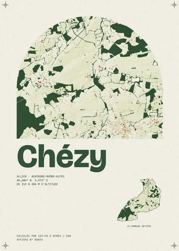 Affiche de Chézy, calculée par 123-fr d'après l'IGN
