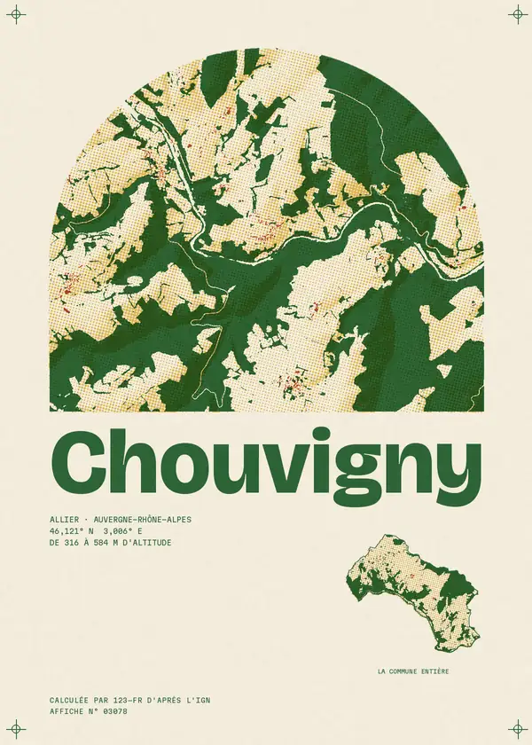 Affiche de Chouvigny, calculée par 123-fr d'après l'IGN