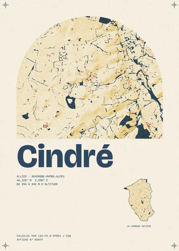 Affiche de Cindré, calculée par 123-fr d'après l'IGN