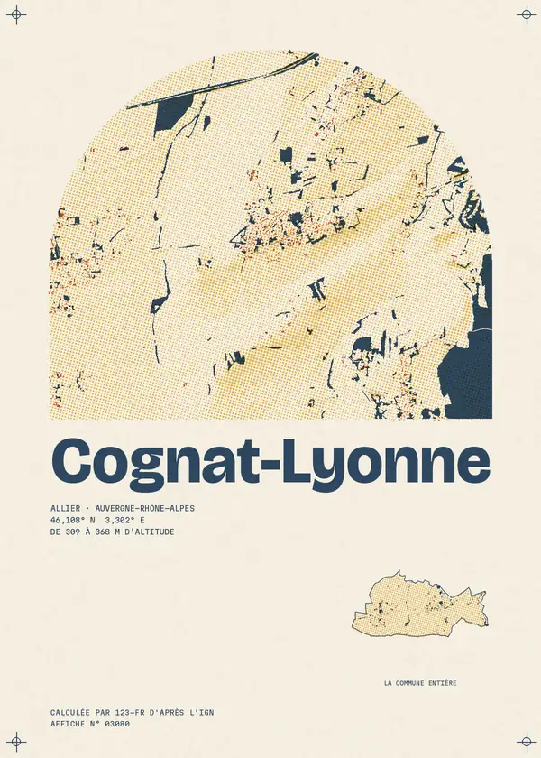 Affiche de Cognat-Lyonne, calculée par 123-fr d'après l'IGN