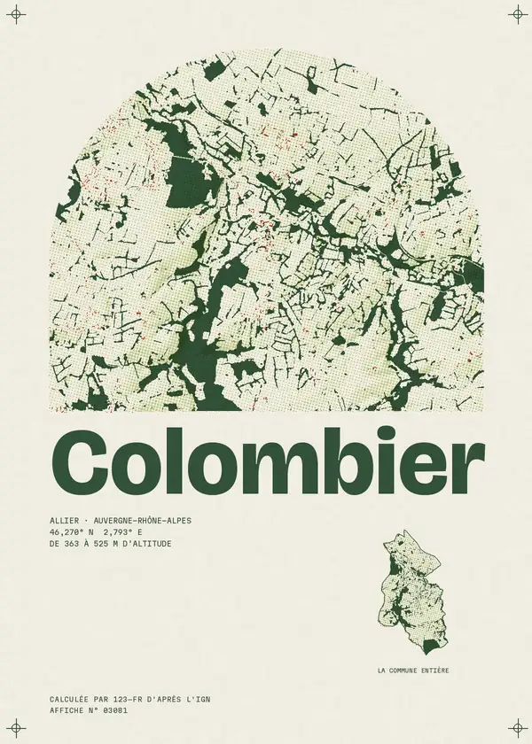 Affiche de Colombier, calculée par 123-fr d'après l'IGN