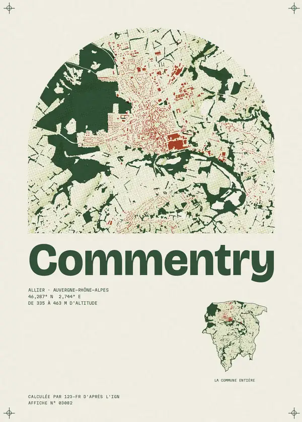 Affiche de Commentry, calculée par 123-fr d'après l'IGN