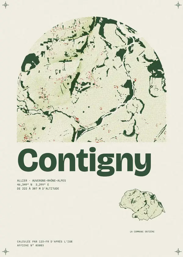 Affiche de Contigny, calculée par 123-fr d'après l'IGN