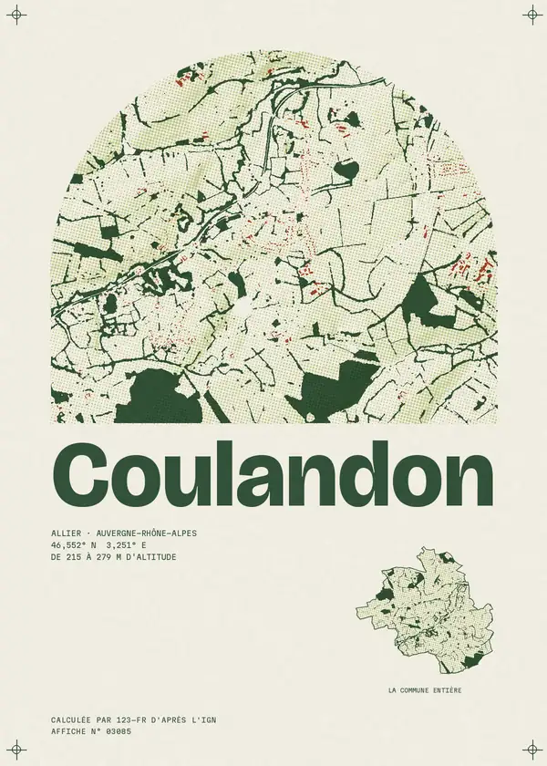 Affiche de Coulandon, calculée par 123-fr d'après l'IGN