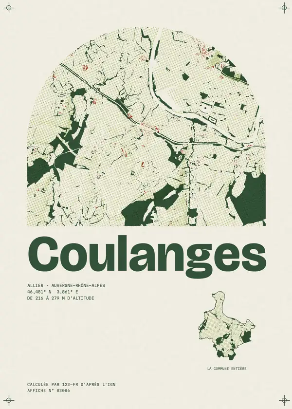 Affiche de Coulanges, calculée par 123-fr d'après l'IGN
