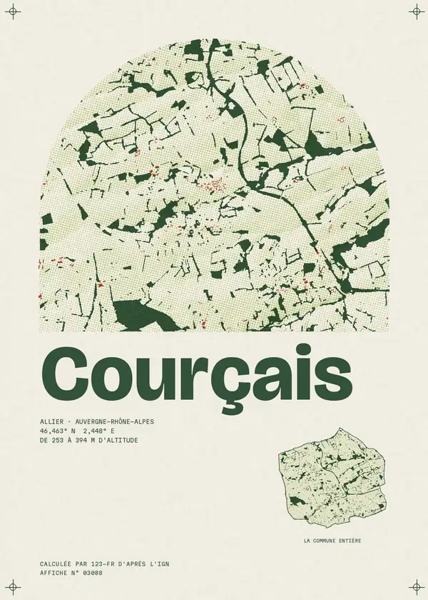 Affiche de Courçais, calculée par 123-fr d'après l'IGN