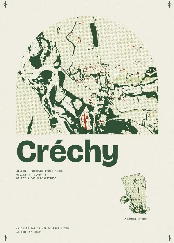 Affiche de Créchy, calculée par 123-fr d'après l'IGN