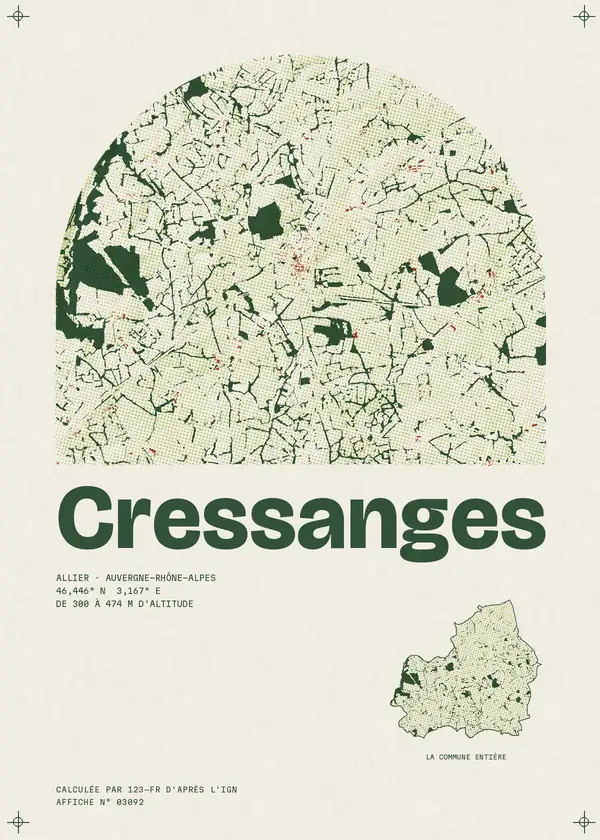 Affiche de Cressanges, calculée par 123-fr d'après l'IGN