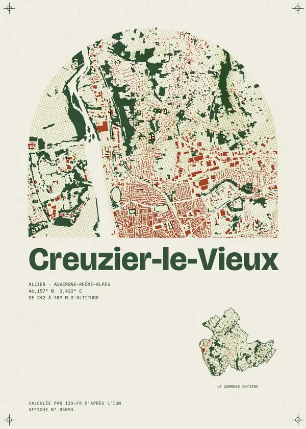 Affiche de Creuzier-le-Vieux, calculée par 123-fr d'après l'IGN