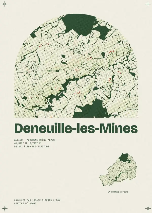Affiche de Deneuille-les-Mines, calculée par 123-fr d'après l'IGN