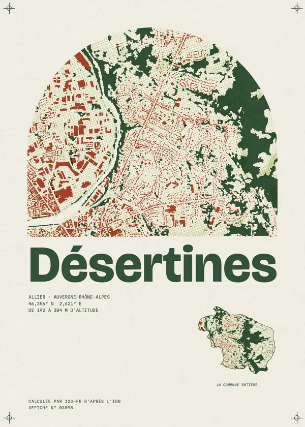 Affiche de Désertines, calculée par 123-fr d'après l'IGN