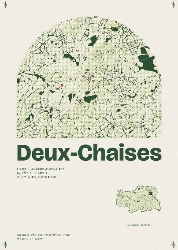 Affiche de Deux-Chaises, calculée par 123-fr d'après l'IGN