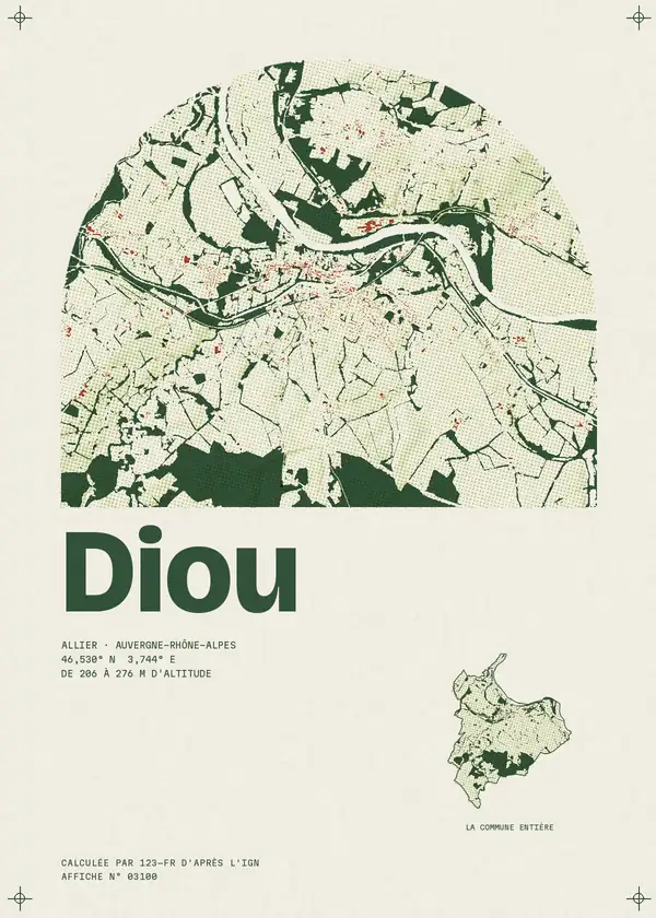 Affiche de Diou, calculée par 123-fr d'après l'IGN