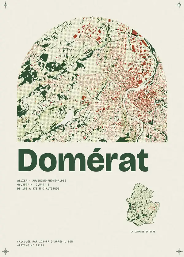 Affiche de Domérat, calculée par 123-fr d'après l'IGN