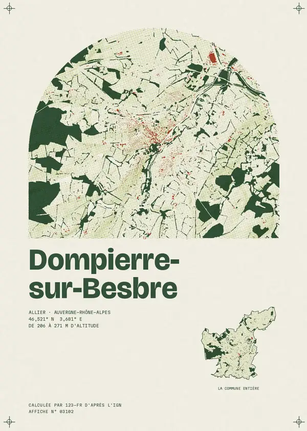 Affiche de Dompierre-sur-Besbre, calculée par 123-fr d'après l'IGN