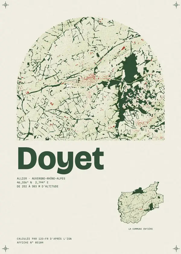 Affiche de Doyet, calculée par 123-fr d'après l'IGN