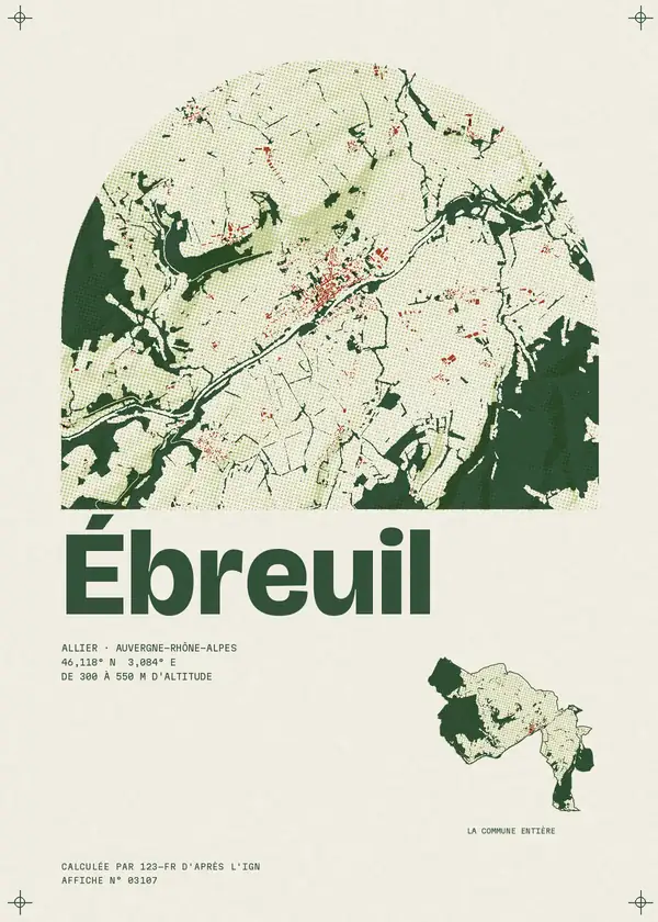 Affiche de Ébreuil, calculée par 123-fr d'après l'IGN