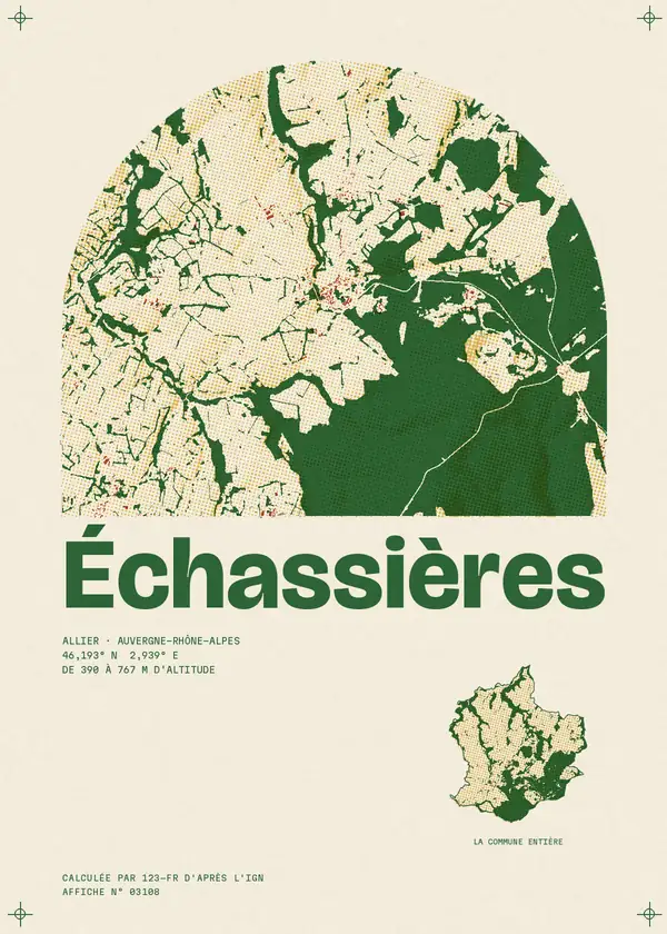 Affiche de Échassières, calculée par 123-fr d'après l'IGN