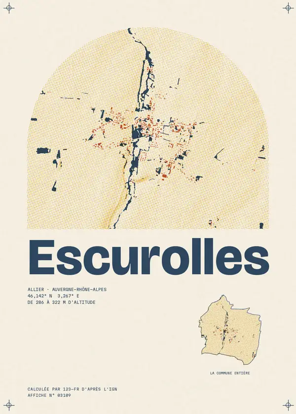 Affiche de Escurolles, calculée par 123-fr d'après l'IGN