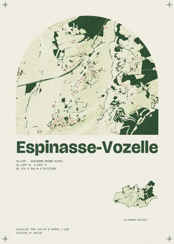 Affiche de Espinasse-Vozelle, calculée par 123-fr d'après l'IGN