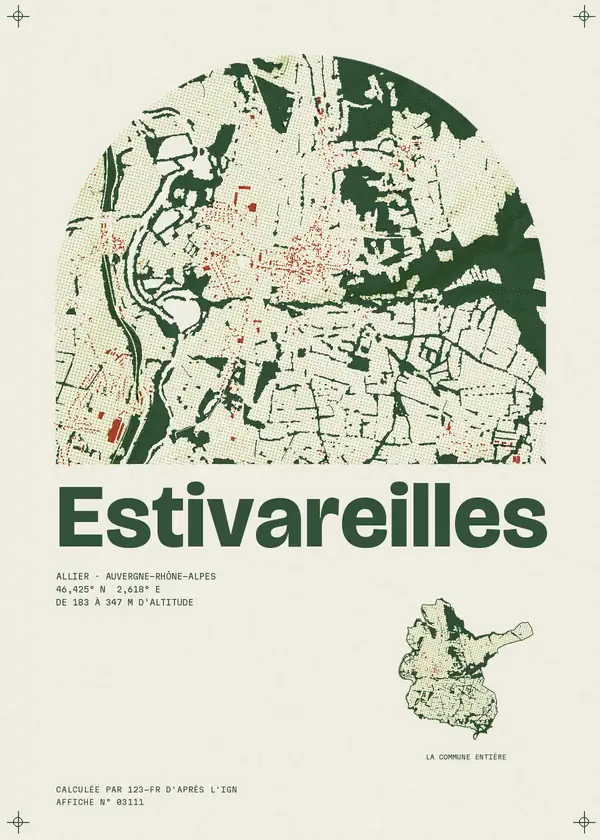 Affiche de Estivareilles, calculée par 123-fr d'après l'IGN