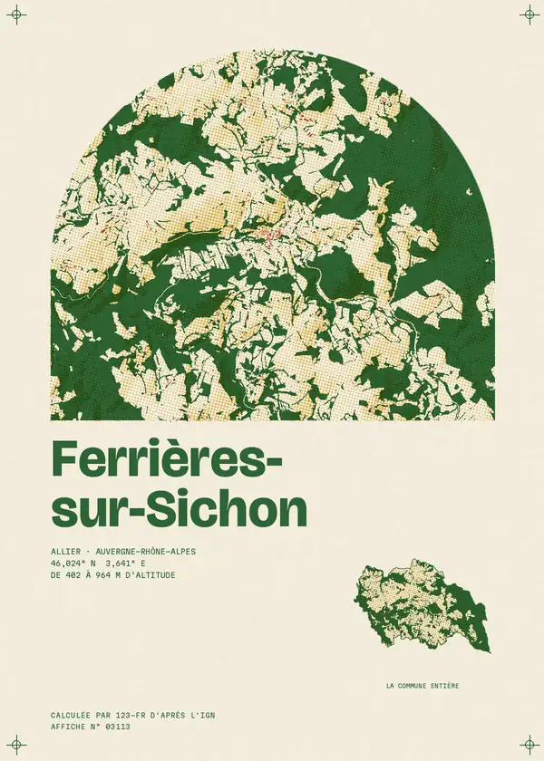 Affiche de Ferrières-sur-Sichon, calculée par 123-fr d'après l'IGN