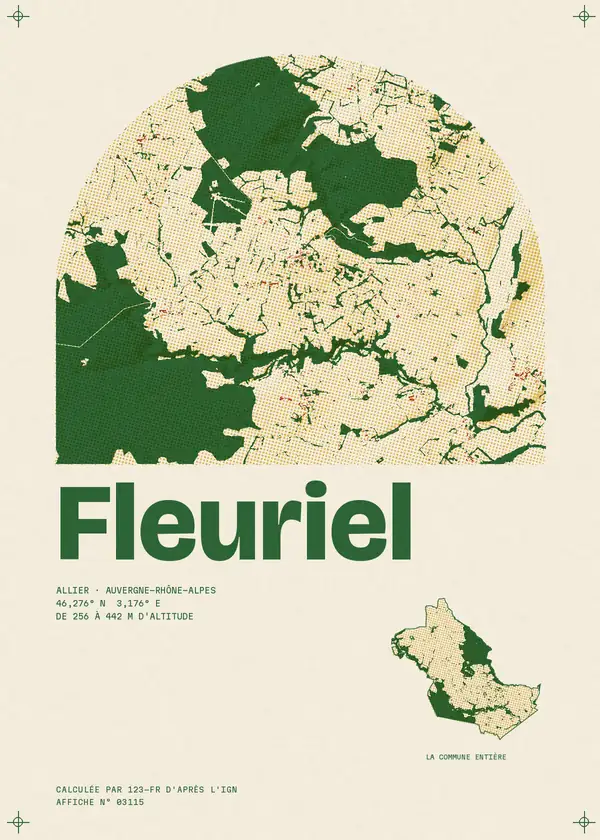 Affiche de Fleuriel, calculée par 123-fr d'après l'IGN
