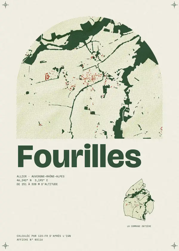 Affiche de Fourilles, calculée par 123-fr d'après l'IGN