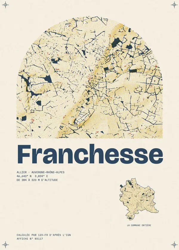 Affiche de Franchesse, calculée par 123-fr d'après l'IGN