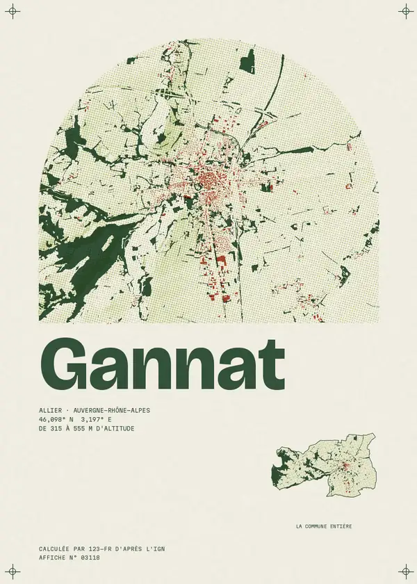 Affiche de Gannat, calculée par 123-fr d'après l'IGN