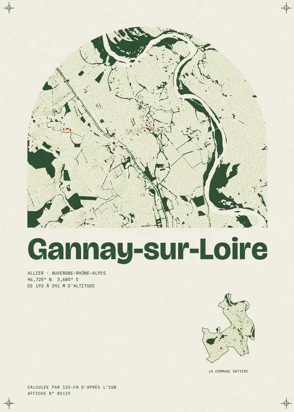 Affiche de Gannay-sur-Loire, calculée par 123-fr d'après l'IGN