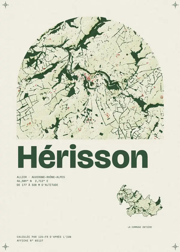 Affiche de Hérisson, calculée par 123-fr d'après l'IGN