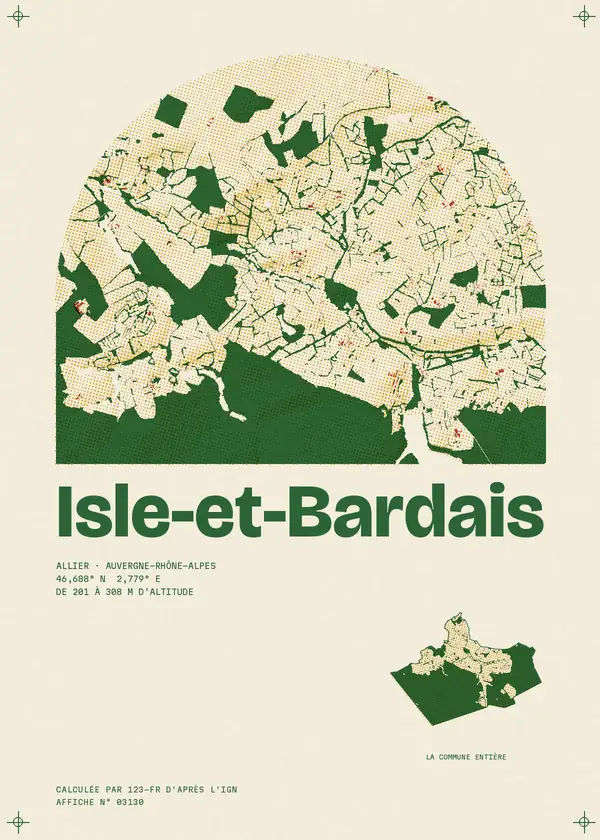 Affiche de Isle-et-Bardais, calculée par 123-fr d'après l'IGN