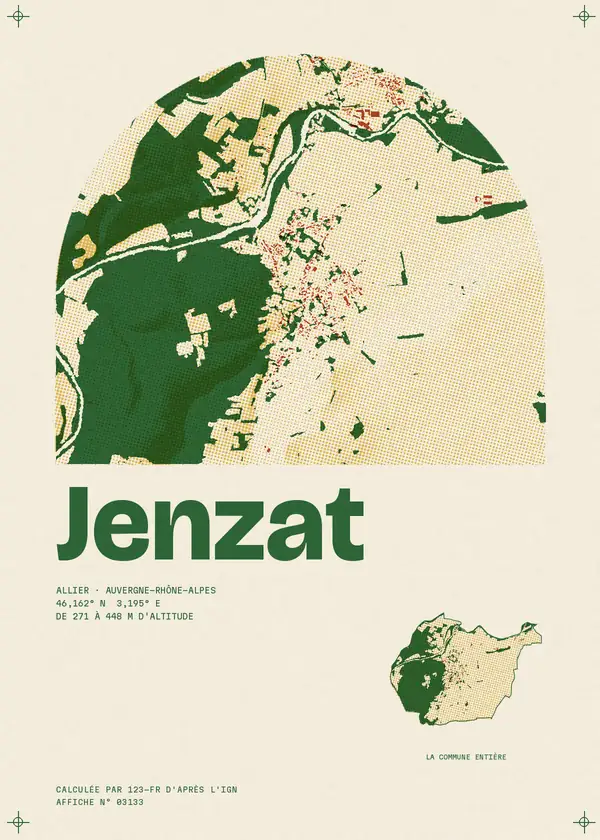 Affiche de Jenzat, calculée par 123-fr d'après l'IGN