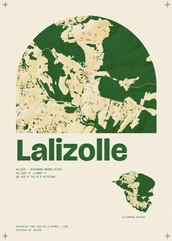 Affiche de Lalizolle, calculée par 123-fr d'après l'IGN
