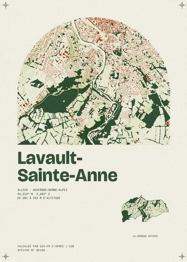 Affiche de Lavault-Sainte-Anne, calculée par 123-fr d'après l'IGN