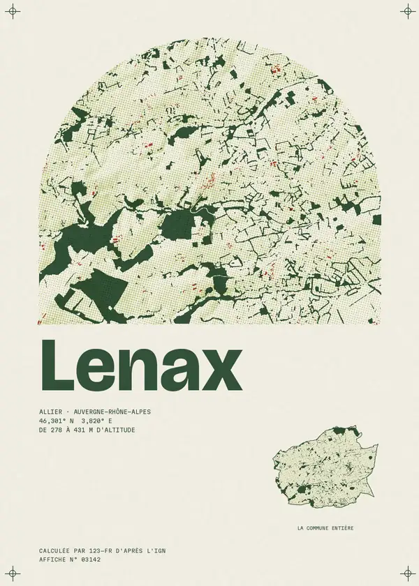Affiche de Lenax, calculée par 123-fr d'après l'IGN